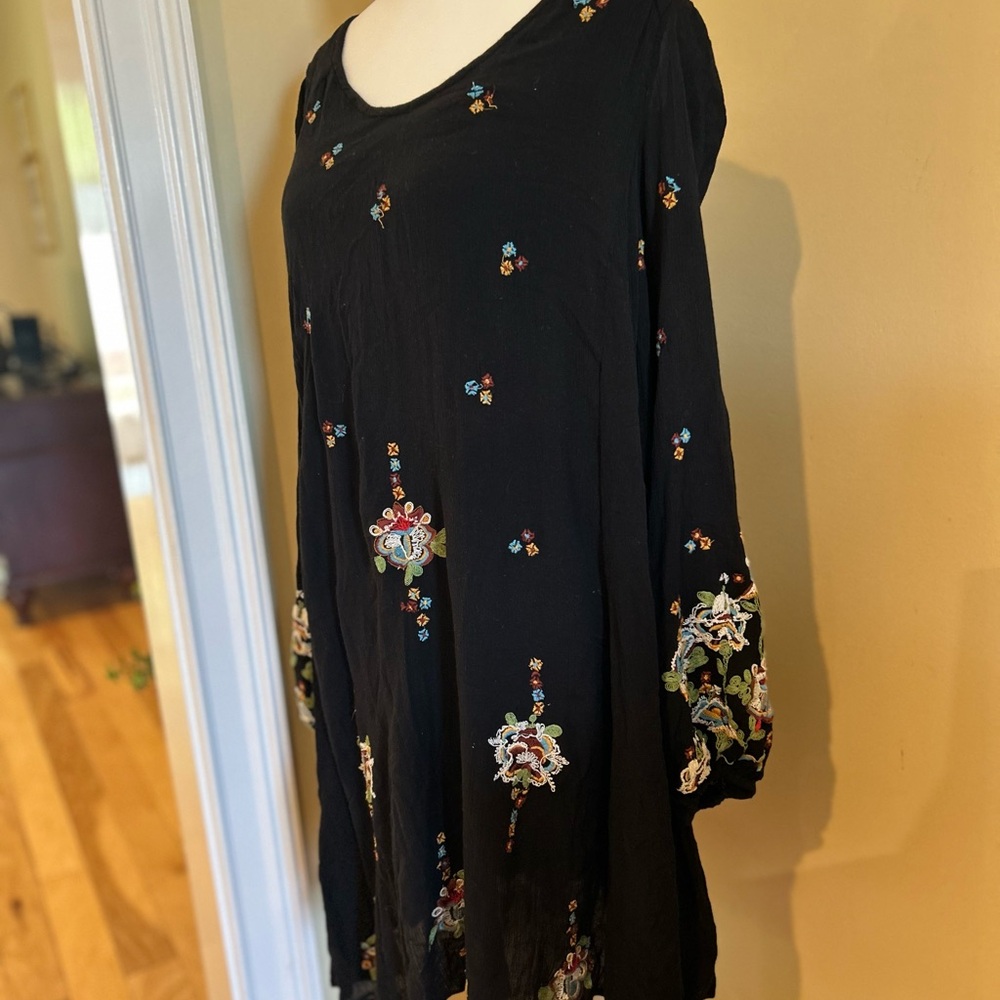 Free People Women’s Oxford Embroidered Black Lined Dress - Picture 2 of 11